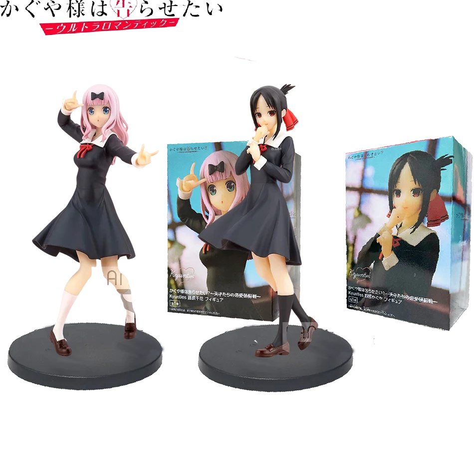 18cm anime jogo figura kaguya-sama amor é guerra fujiwara chika uniforme modelo bonecas kawaii menina figura bonecas japonesas decoração