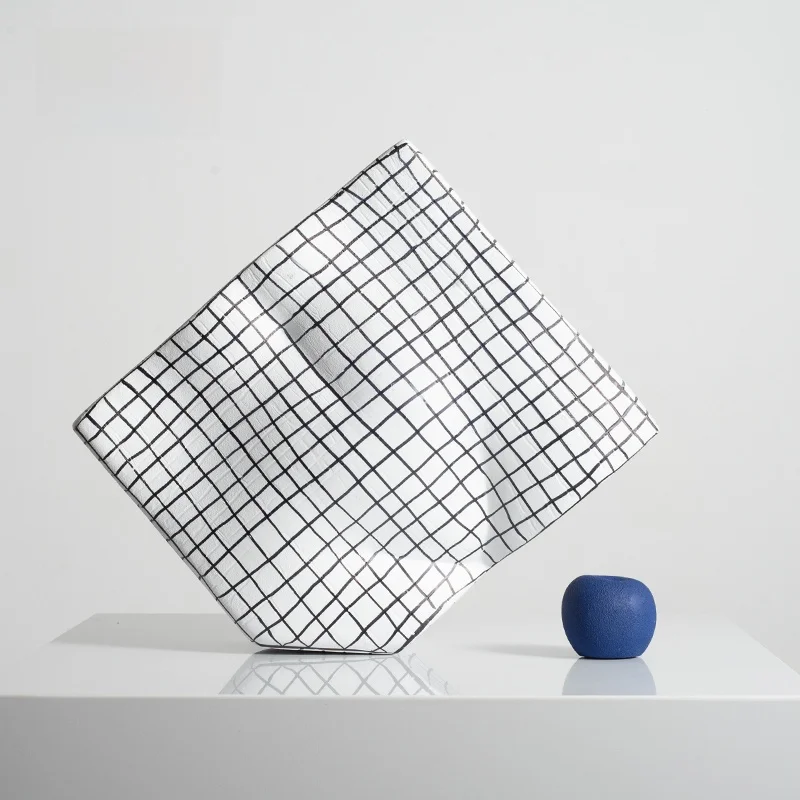 Modern Minimalist Hand-Drawn Grid Cube Decorative Ornaments Creative Living Room Coffee Table Decorations Sample Room Accesso...