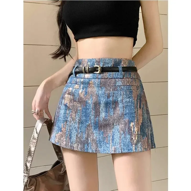 

Retro Petite High-waisted Denim Skirt for Women, Summer Design Sense Slim Versatile A-line Short Skirt ZT643