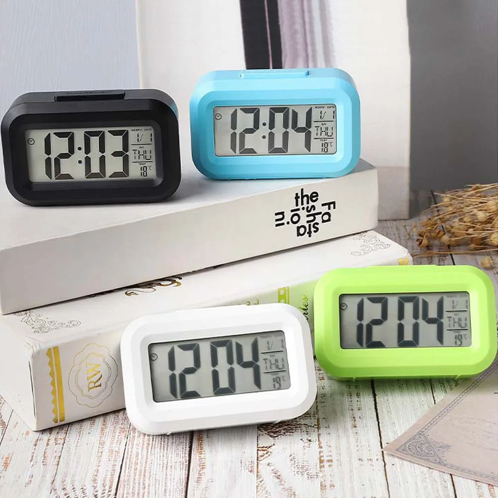 Mini Timer Kid Alarm Clock Student Time Manager Desktop Clock Kitchen Timer with Backlit Time/Temperature/Date Dispaly Clock