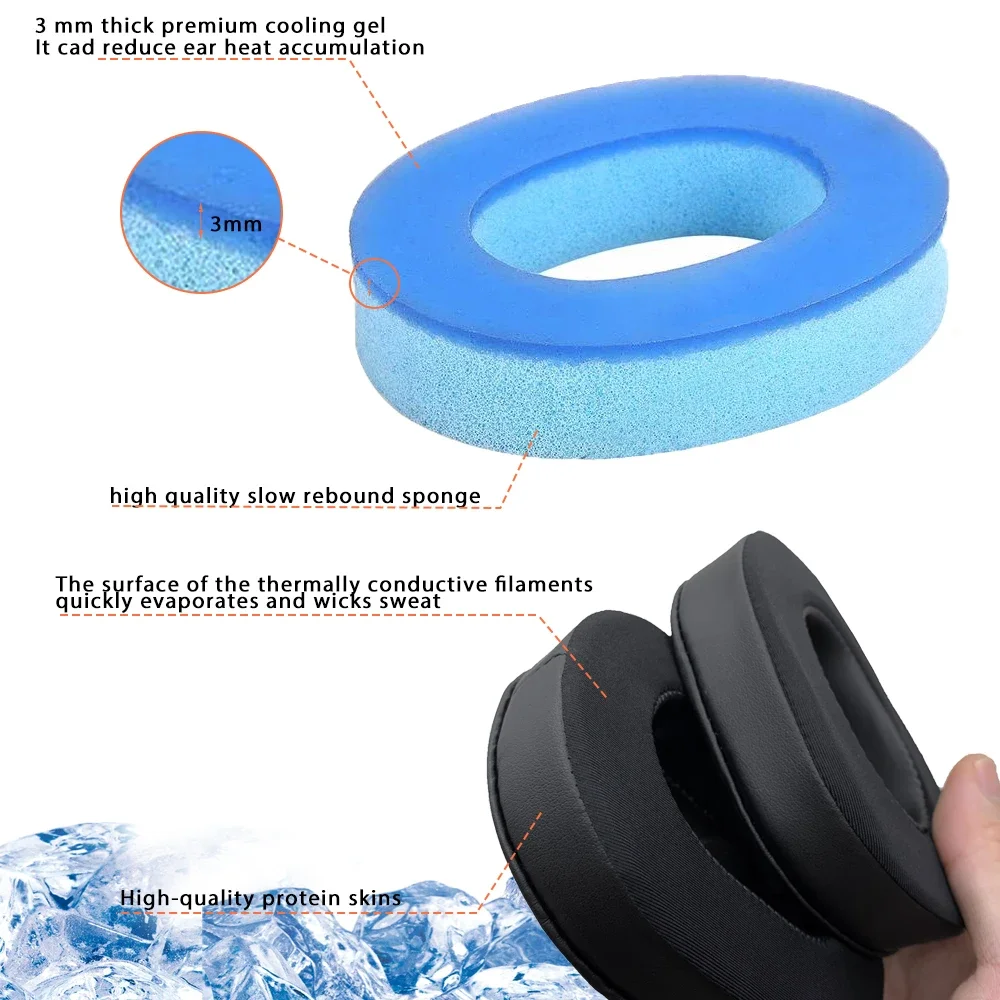 Mpow Replacement Earpads for MPOW Air BH415 BH473 Headphones Leather Sleeve Headsets Cooling Gel Ear Cushions Soft Foam Earpads