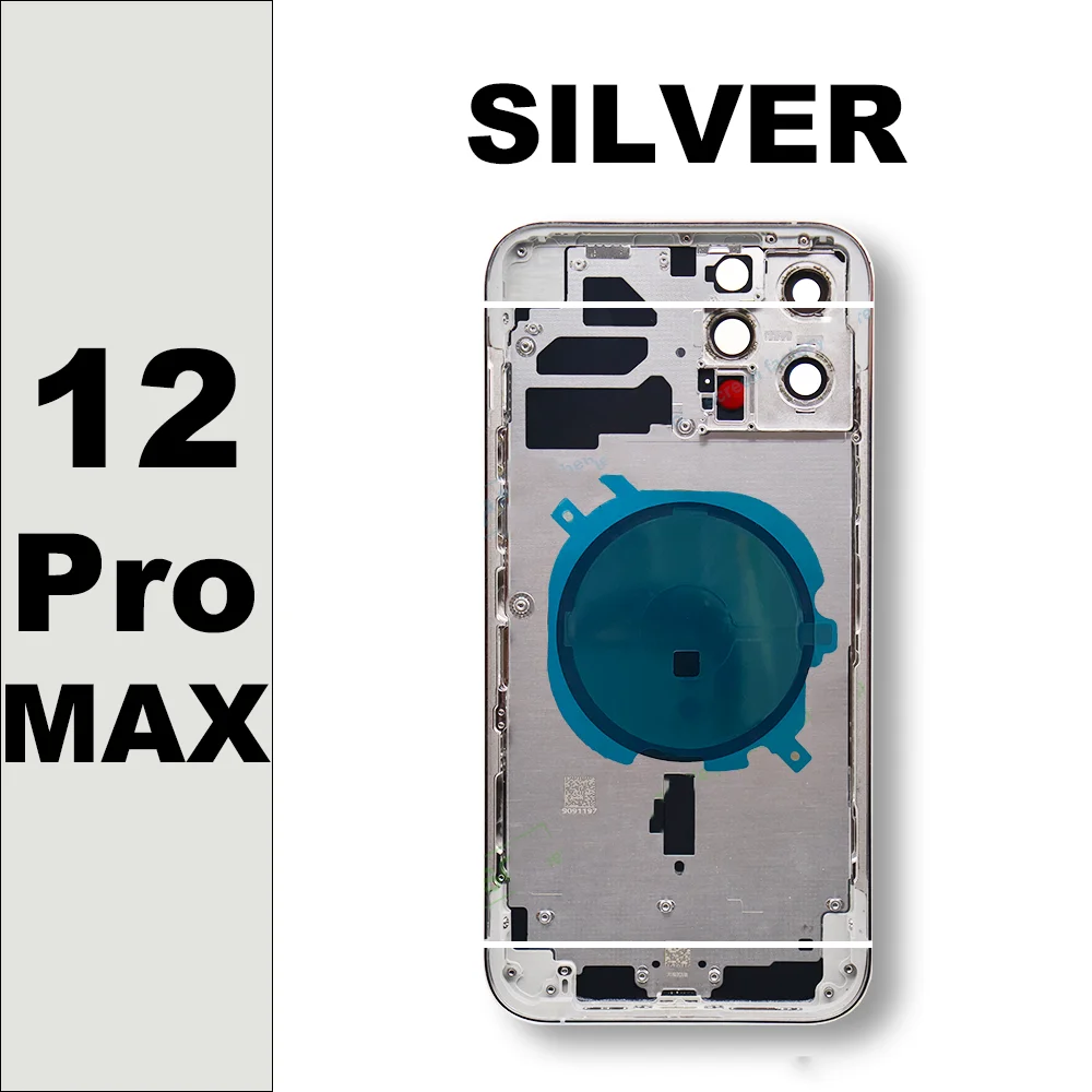 For Iphone 12 Pro Max 12Pro Housing Cover Battery Door Rear Chassis Middl Frame With Back Glass + Side Buttons + Sim Chuck