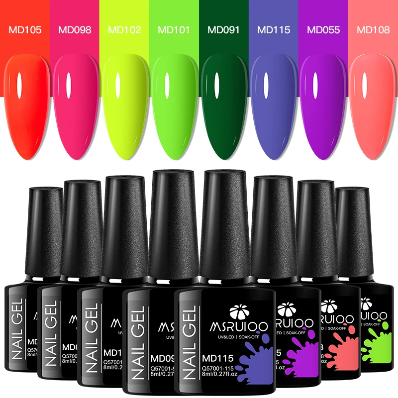 MSRUIOO 8 unids/set esmalte de uñas de Gel colorido para uñas 8ml rosa desnudo rojo brillo semipermanente Nail Art barniz de Gel manicura
