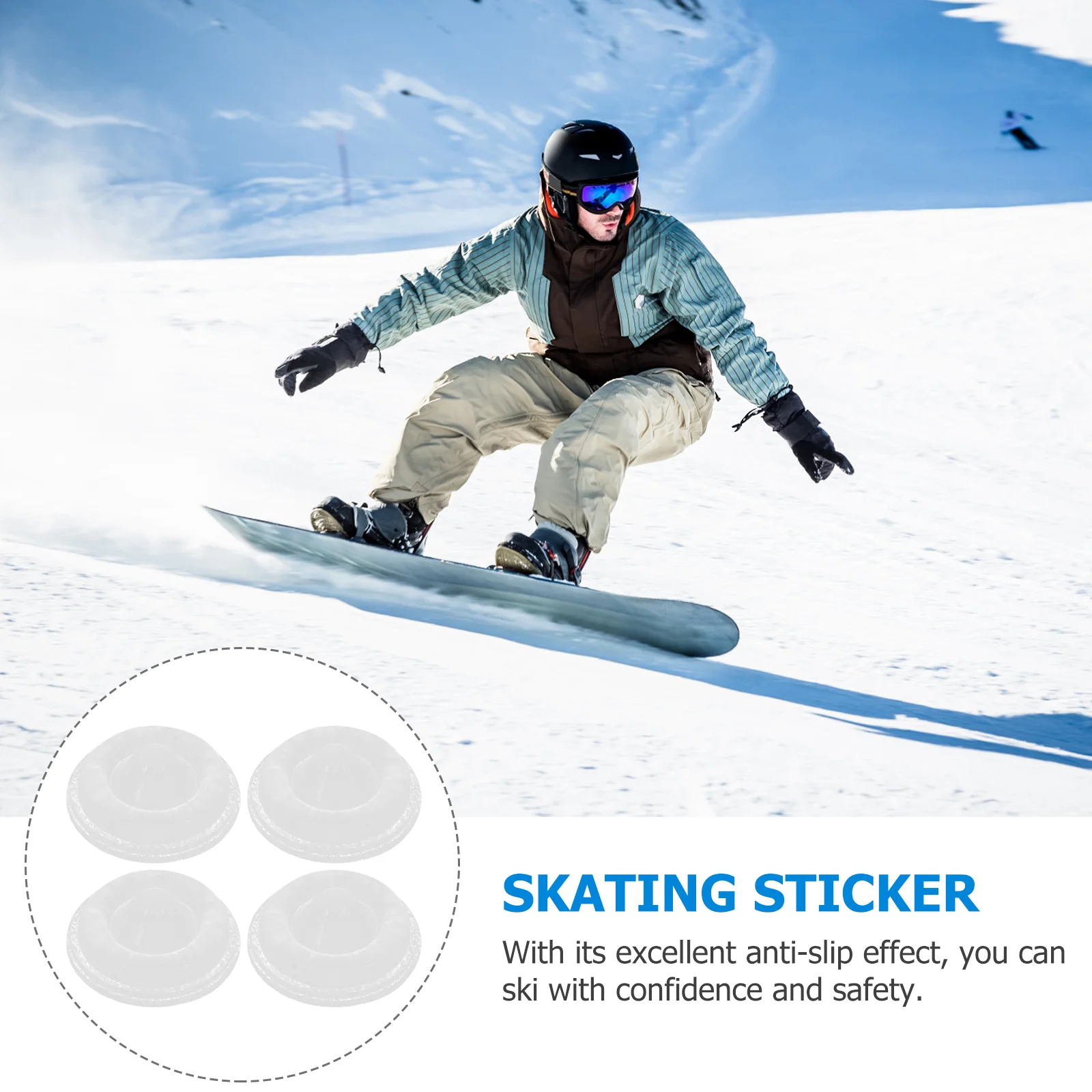 30pcs Snowboard Anti Stickers Self Adhesive Grip Pads for Single Foot Skiing Extra Transparent Sports