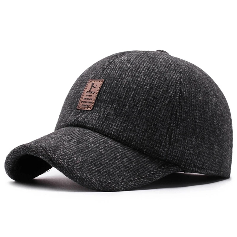 Otoño Invierno hombres gorra Snapback de lana mantener caliente gorra de Golf al aire libre orejeras gorra de béisbol sombrero de papá con orejeras regalo del padre