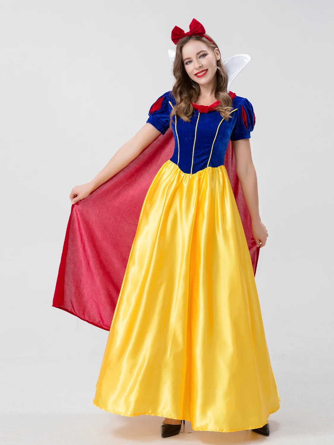 

Halloween Luxury Short Sleeve Long Dress Performance Magic Fairy Tale Princess Costume Adult Snow White Cosplay Stage Outfit