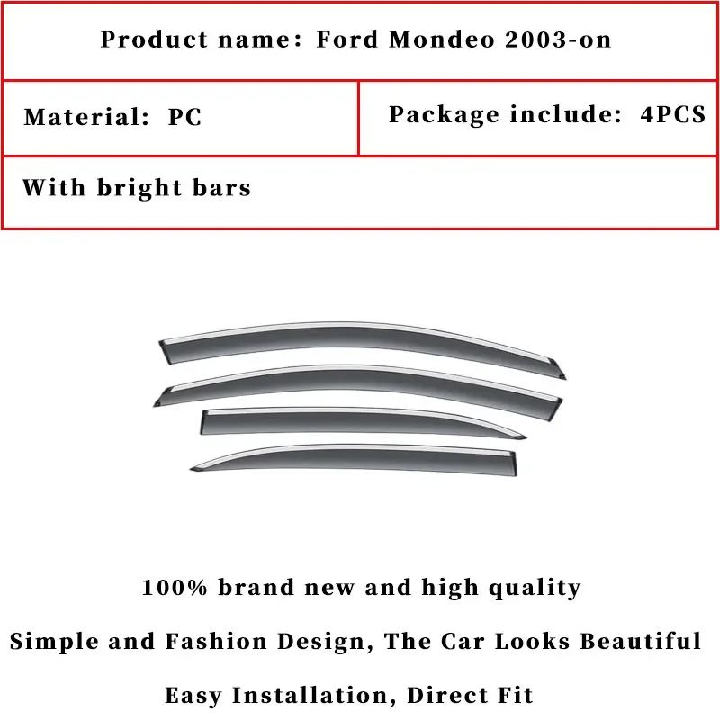 For Ford Mondeo 2013-on window visor car rain shield deflectors awning trim cover exterior rain cover car accessories