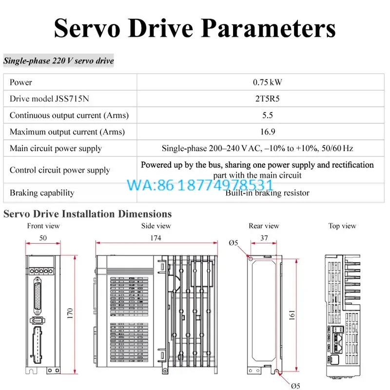 Wmwmnu for Single Phase 750W AC Ethercat Waterproof Servo Motor and Drive 3000rpm Rated Speed for Automation Industry