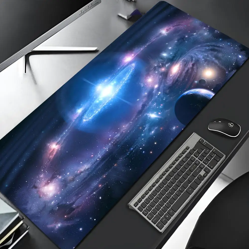 Imagem -05 - Galaxy Gaming Mouse Pad Borda de Bloqueio Grande Office Computer Gamer Grande Arte de Borracha Mousepad Laptop Desk Mat