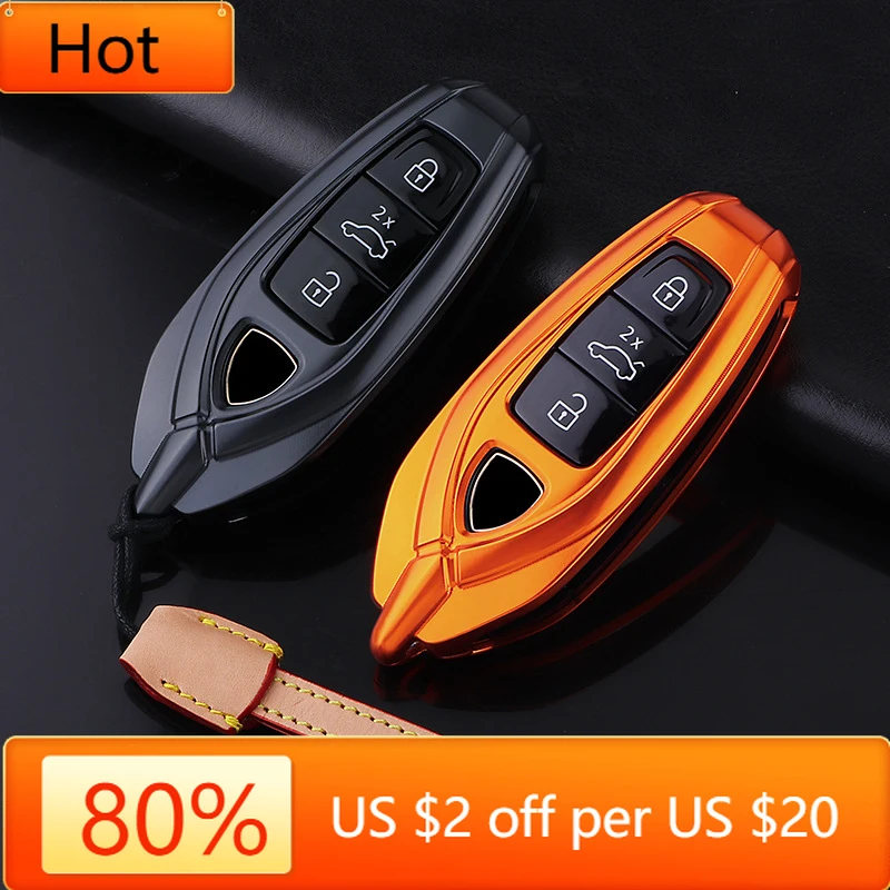 Molduras interiores liga de alumínio chave do carro fob caso capa chave para lamborghini urus acessórios automóveis anel