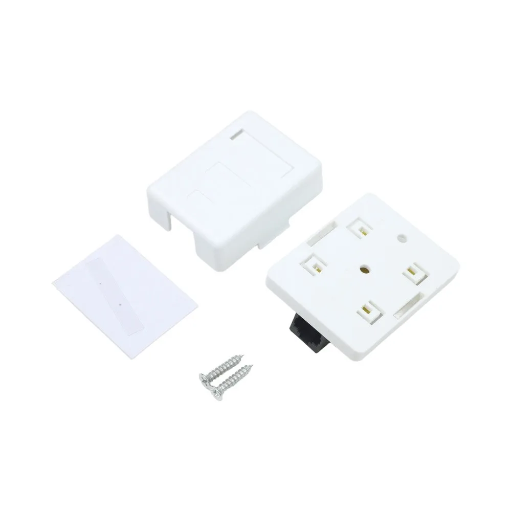 CAT6 CAT5E Compatible For SURFACE Mount Network Box for RJ45 UTP Wiring T568B Gold Plated Contacts ABS 5.94x6.16x2.62cm White