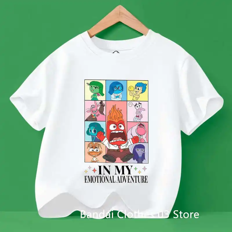 

Inside Out 2 T-shirts for Children Anime Cartoon White Short Sleeved Shirt Boys Girls Summer Fashion Kawaii Clothing Kid Clothes