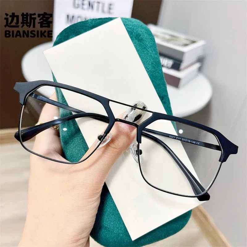 

Fashionable Computer Glasses Business Retro Sunglasses Business Anti Blue Light Dual Beam Frame Compatible With Myopia Glasses