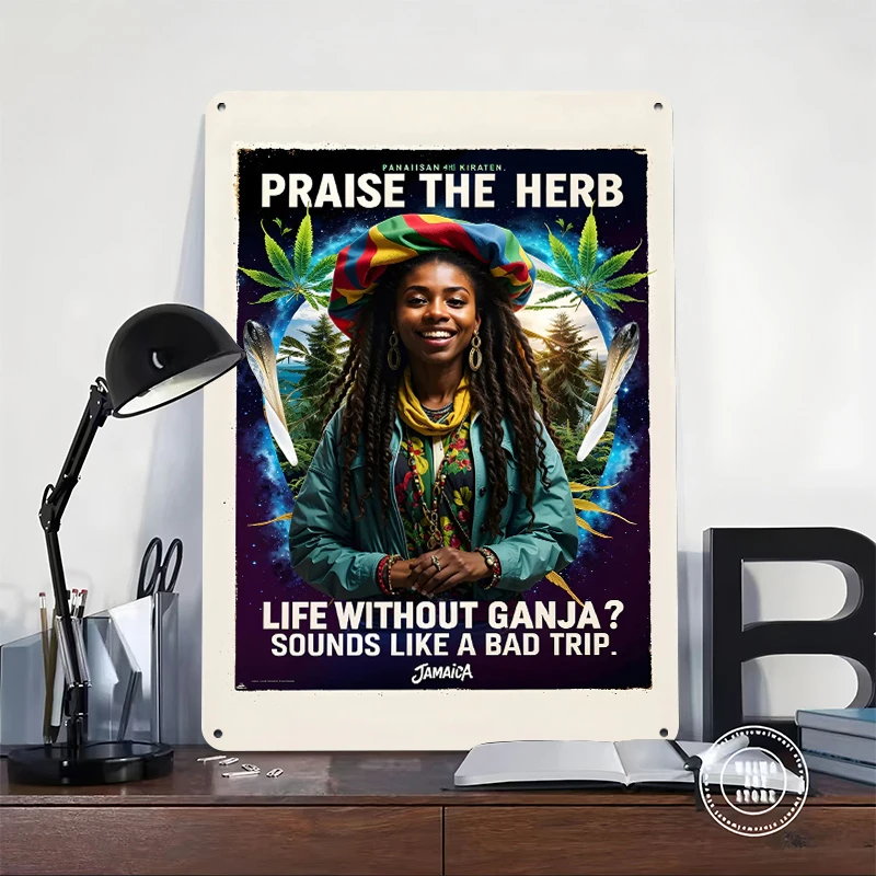 Praise the Marijuana Herb Metal Poster Customized Wall Art Retro Vintage Metal Signs for Man Cave Room Decorations Coffee Bar