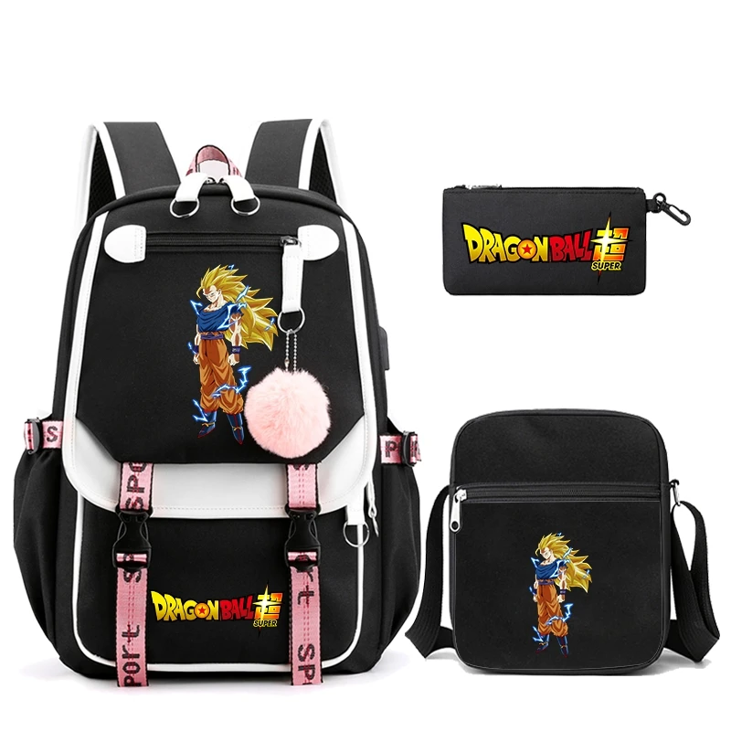 

3Pcs/set Anime Dragon Ball Backpack Canvas Backpack for Men Women Travel Bag Student Girl Boy Back To School Schoolbag Rucksack