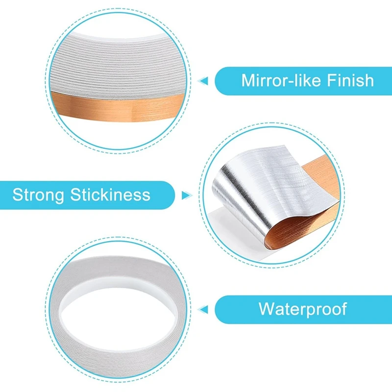 ABNO-metalen tape, zelfklevende gemetalliseerde polyesterfolie tape waterdichte washi tape voor muren grafische kunstgeschenken