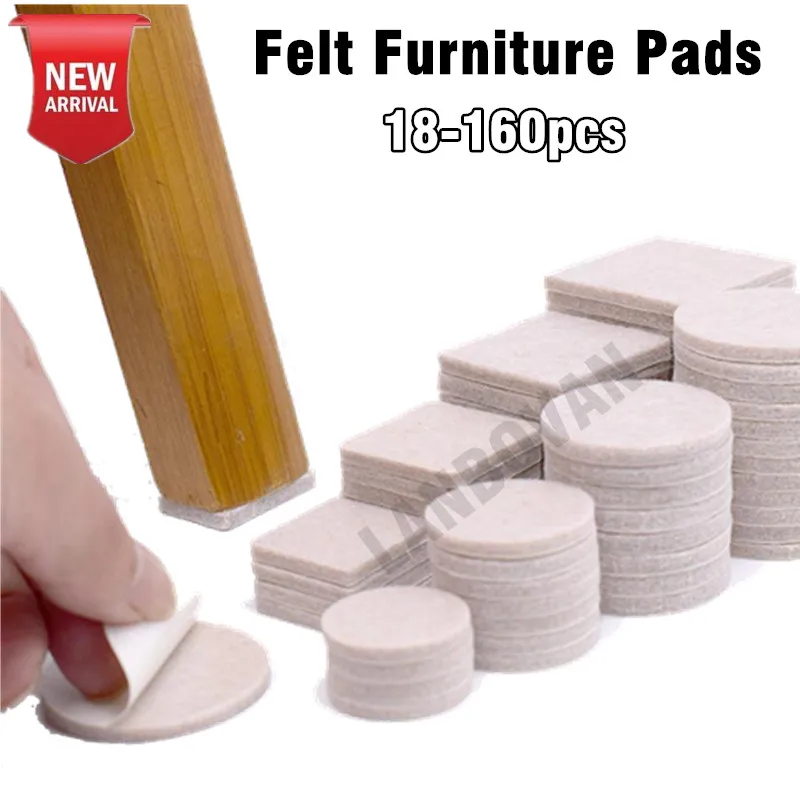 18-160 Pcs Furniture Chair Table Leg Self Adhesive Felt Wood Floor Protector Pads Floor Scratch Protector Mute Non-slip Feet