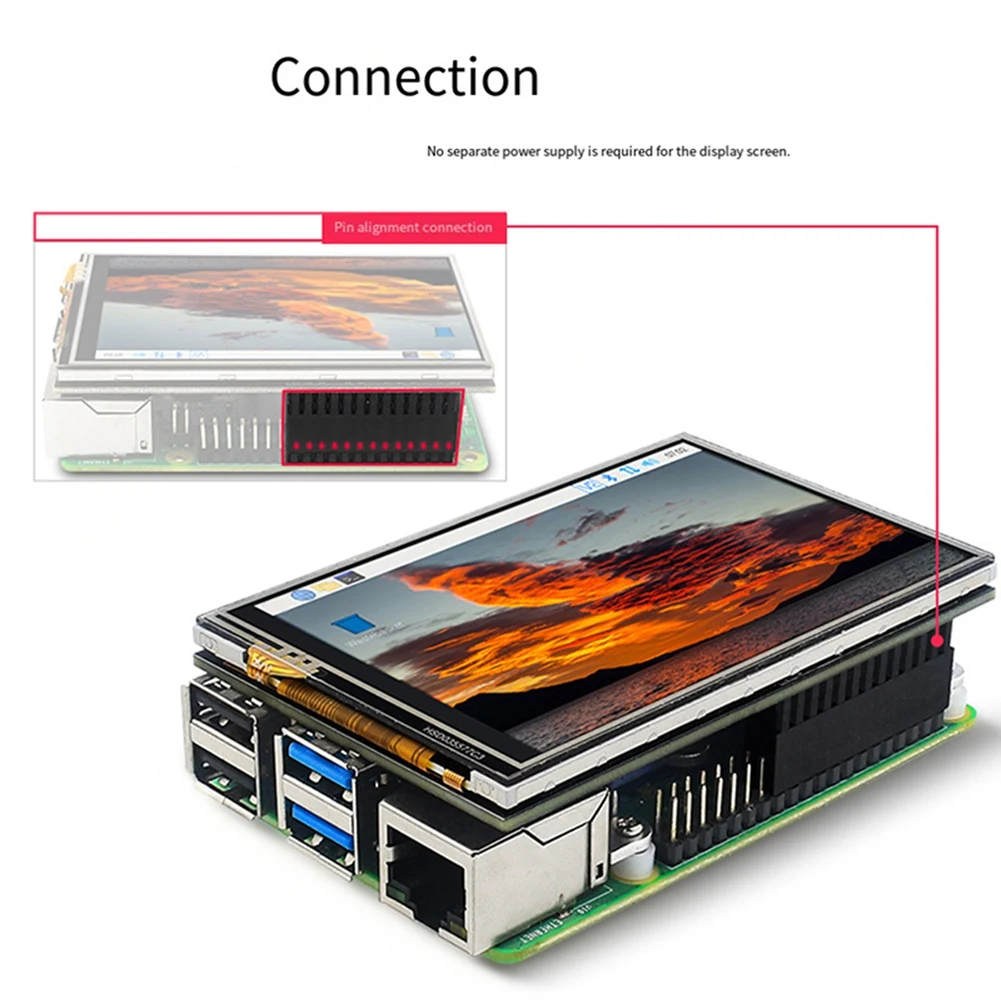 AED7-3.5 Inch Touch Screen For Raspberry Pi 480X320 TFT LCD SPI Interface 50 FPS Module With For Rpi5 Metal Case