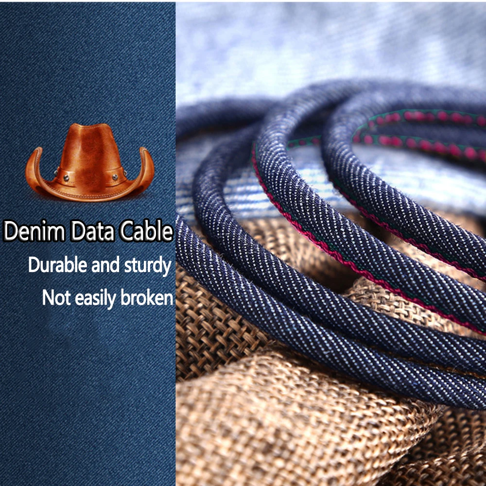 USB A To Type C Denim Data Cable Suitable For Android Samsung HuaWei Type C Fast Charging Cable USB C Mobile Phone Charging 1M image 2