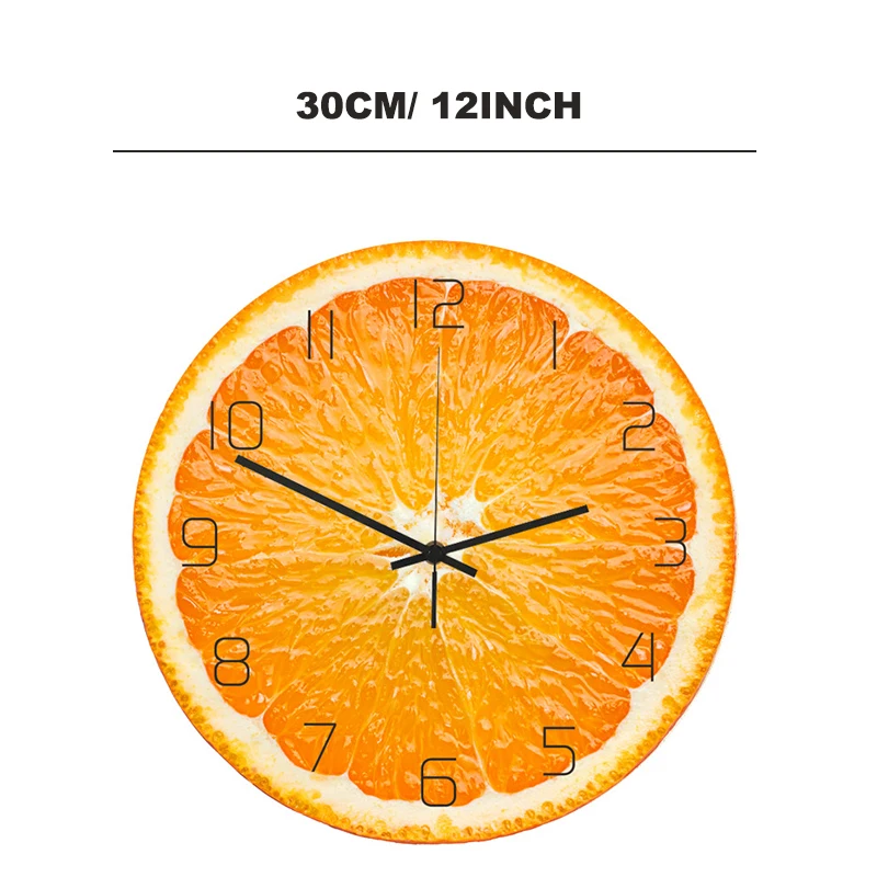 12 Inch Hanging Acrylic Wall Clock Creative Fruit Wall Decor New Nordic Style Living Room Bedroom Kitchen Quartz Wall Clocks