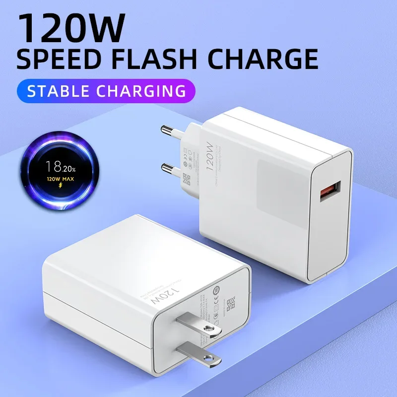 Xiaomi 120W USB Fast Charger Mobile Phone Charger Adapter QC 3.0 Quick Charging 6A USB Type C Cable For Xiaomi Huawei Samsung