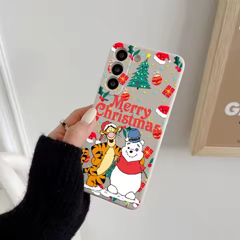 Winnie The Poohs Christmas S25FE Phone Case For Samsung Galaxy S25 S24 Ultra S23 S22 Plus S21 S20 FE S25 Ultra 5G Silicone Cover
