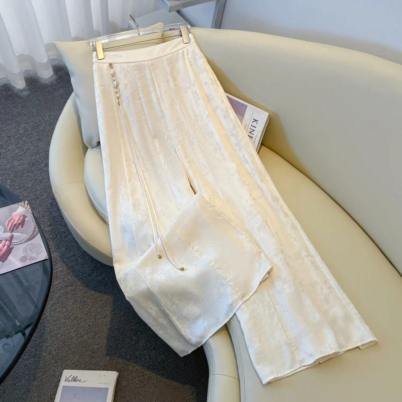 

Новые китайские брюки Ханьфу с тяжелой вышивкой, широкие, свободного кроя, длинные, традиционный китайский костюм, этническая одежда