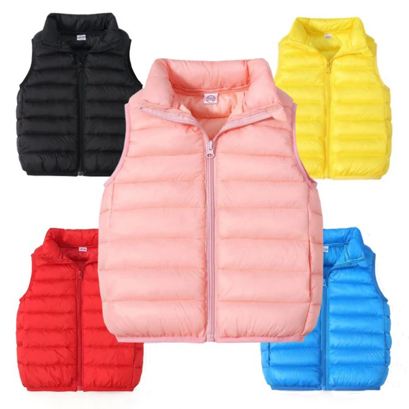 Kids Boys Girls Flip Collar Vests Autumn Jackets Winter Thick Warm Outerwear Children Coat Casual Waistcoat Clothing 3-10 Years