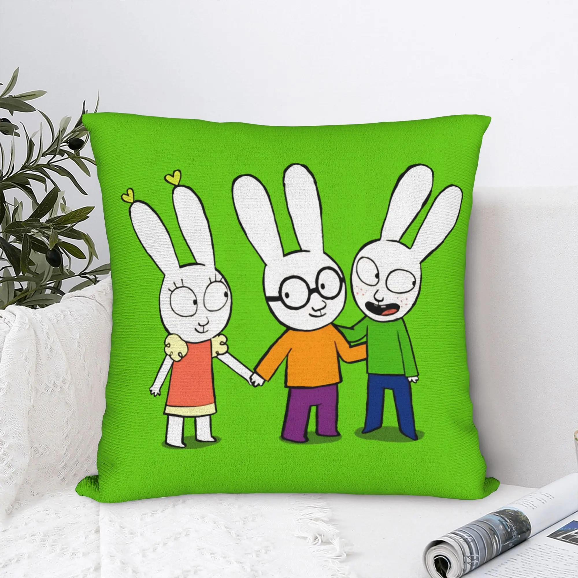 Cute Simons Super Rabbit Throw Pillow Cover Polyester Cushions for Sofa  Vintage Pillowcover Home Decor