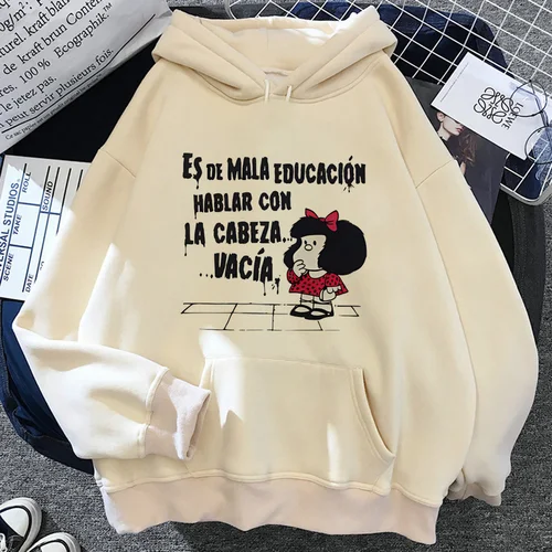 Mafalda sudadera con capucha con estampado gráfico divertido juvenil adolescente chándales athleisure harajuku