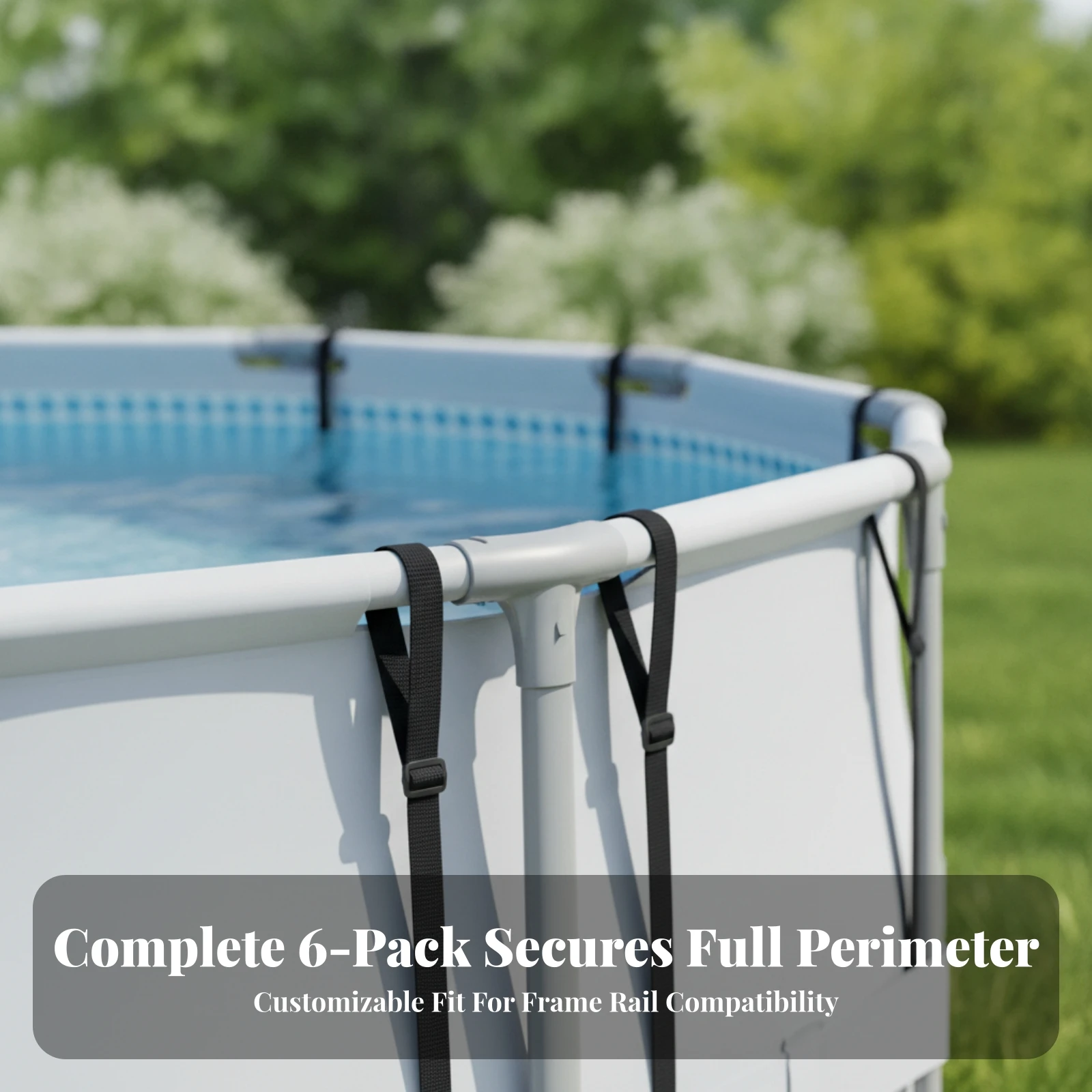 6 Pieces Adjustable Pool Cover Straps Long-Lasting Pool Cover Securing Strap Fastener Long-Lasting for Above-Ground Pools