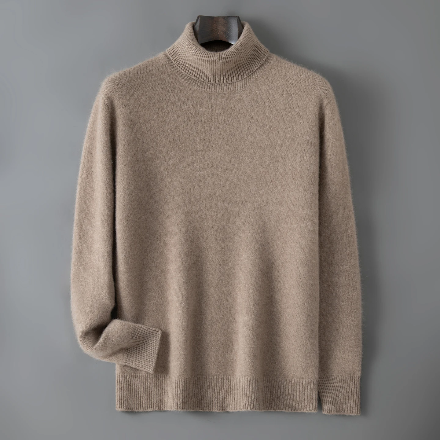 100% Pure Goat Cashmere Sweater Men's High Lapel Warm Knit Pullover High Quality Leisure Thicken Knitwear Winter Loose Clothing