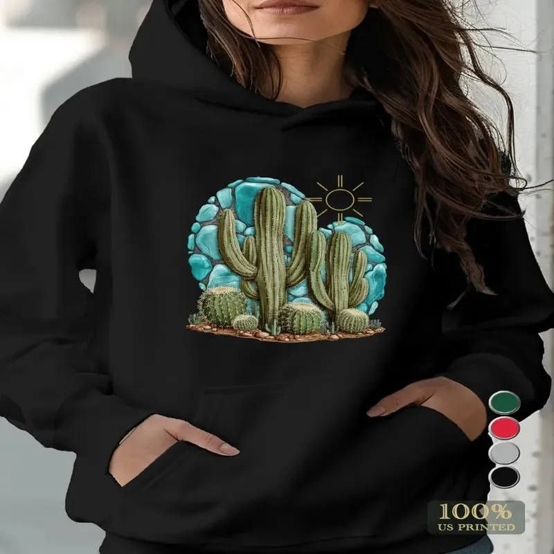 Winter Fall Female Oversize Sweatshirt Plus Size Women Clothes Southwestern Desert Theme Comfortable Breathable Fabric Elegant