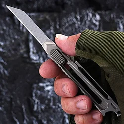 Titanium Alloy Sliding Blade Knife Multitool Bottle Opener Utility knife with 10PCS Replace Blades Keychain Waist Clip Tool