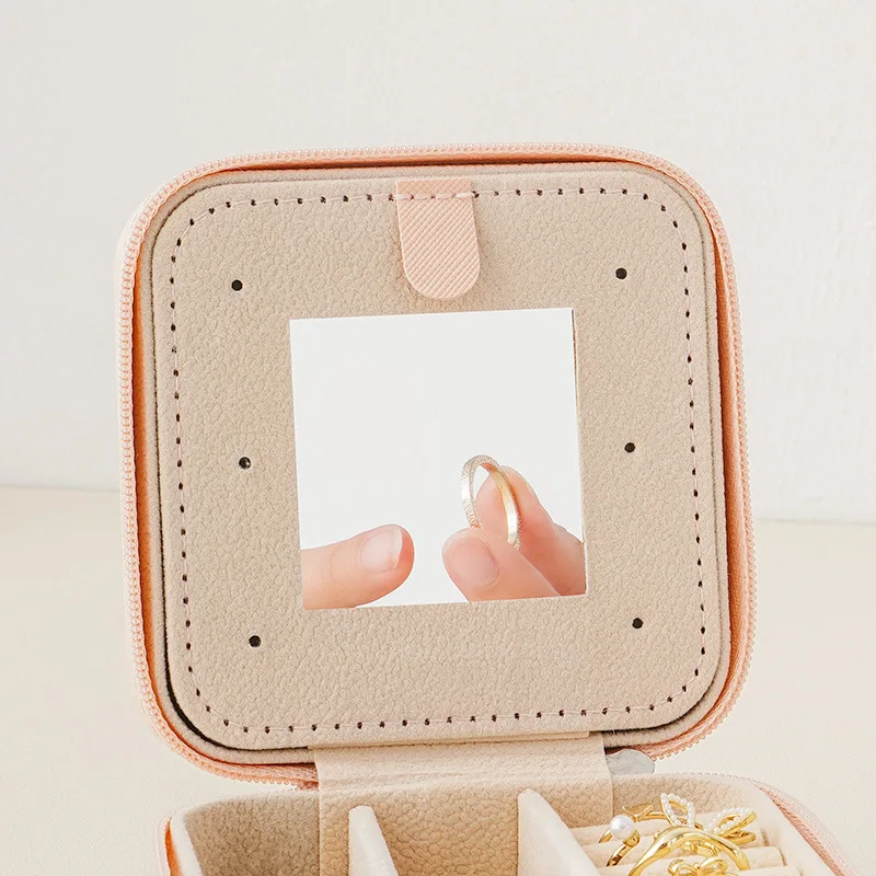 Jewelry Storage Organizer Display Mini Box Portable Travel PU Leather Jewelry Case Earrings Necklace Lipsticks Holder Gift