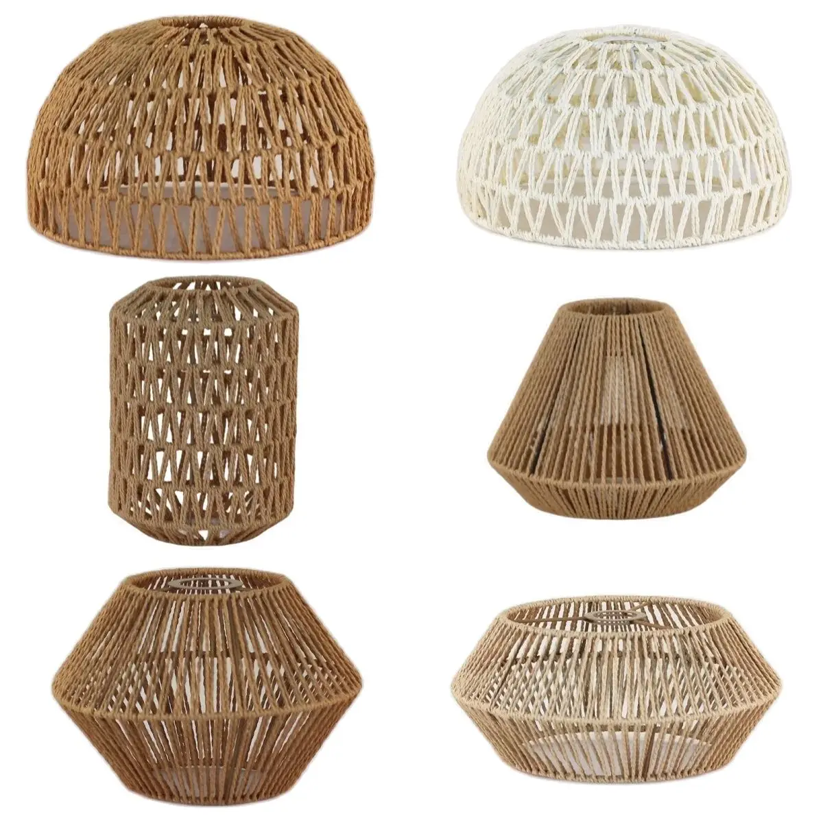 

Decoration Hand-woven Retro Paper-rope Lampshade Chandelier Rattan Light Cover For Cofe , Home, Hotel