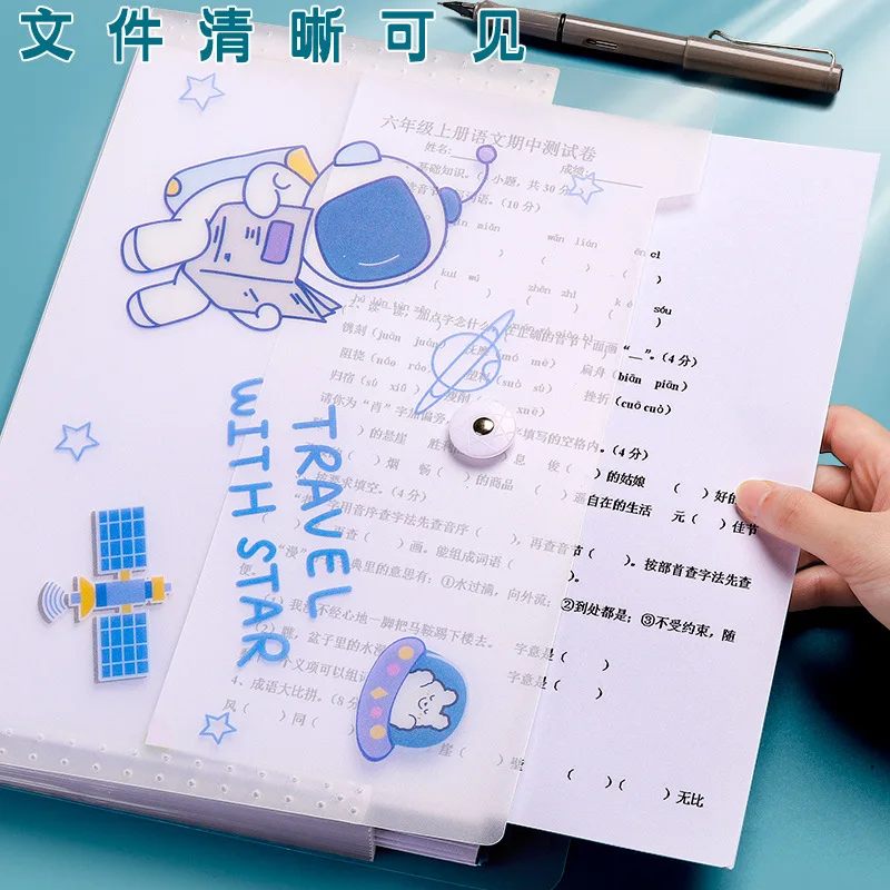 Organ Bag Paper Test Paper Bag Storage Book Finishing Cute A4 Folder Transparent Data Folder Multi-layer Paper Girl