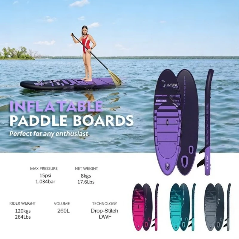 Inflatable Assist Paddle Board 260 L 15 psi Drip Needle Carbon Fiber Paddle Board CE international standard Organization