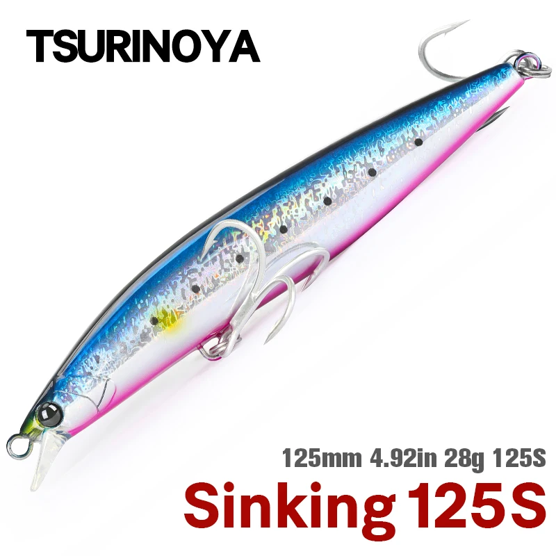 TSURINOYA Sinking Minnow Stinger 125S 125mm 28g Long Casting Saltwater Fishing Lure Pesca Artificial Bait Fishing Wobbler