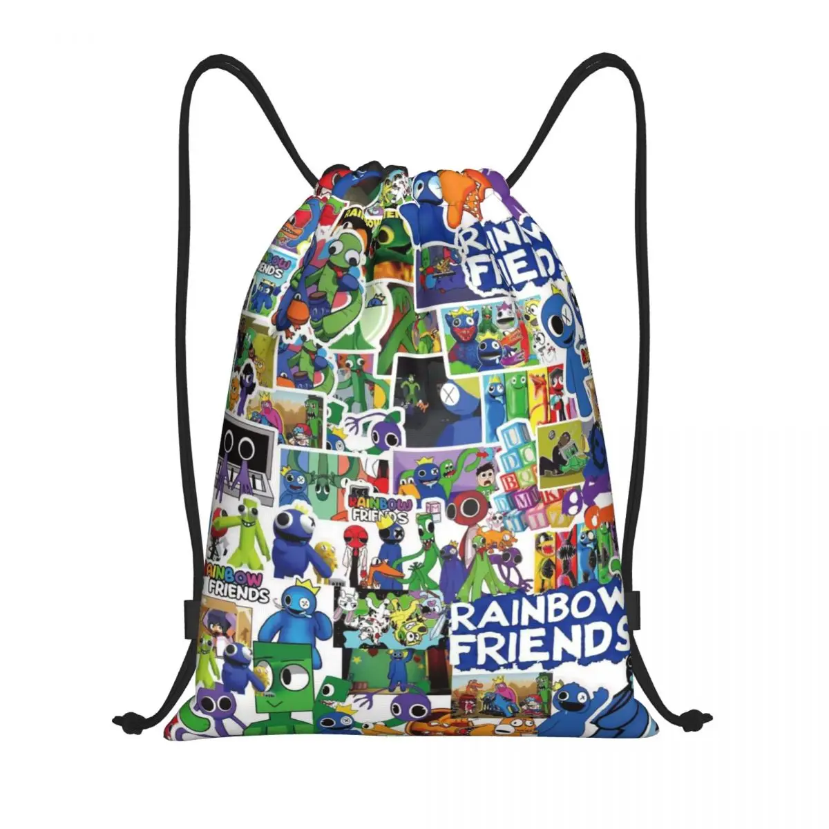 Custom Anime Game Rainbow Friends Drawstring Bags Men Women Lightweight Cartoon Anime Sports Gym Storage Backpack