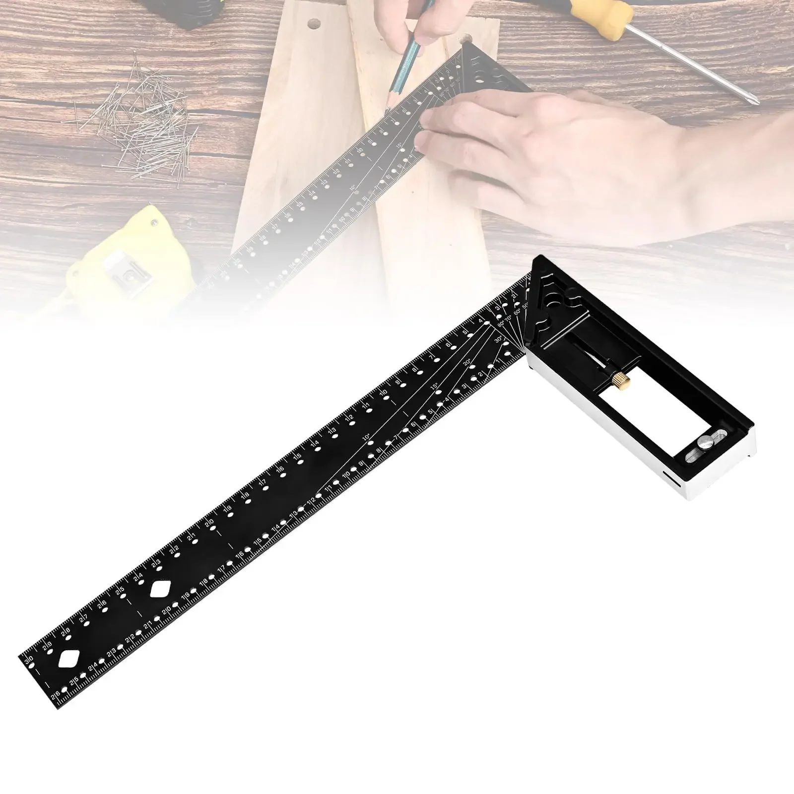 Multifunctional Right Angle Ruler 45/90 Degree Hole Angle Ruler Industrial Grade Positioning Marking Woodworking Drawing Ruler