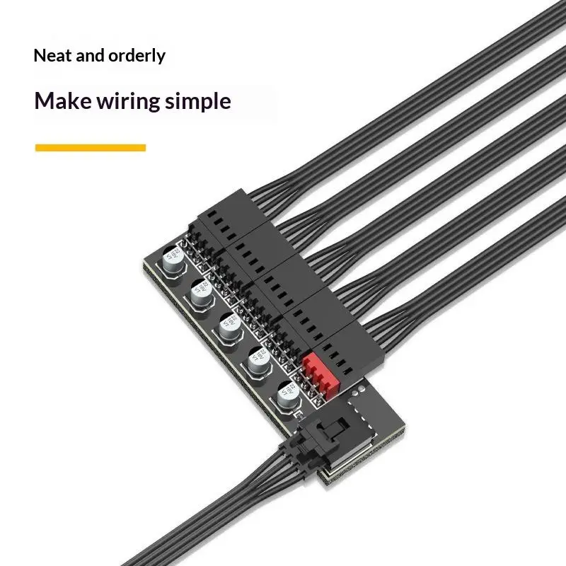 4 Pin PWM Fan Hub Splitter 1 To 5 Way Splitter With 40cm Cable Hub Molex Power Supply For Desktop PC Case Cooling Fans