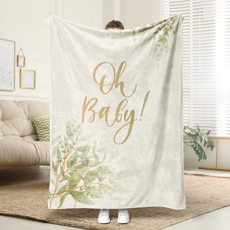 

Oh Baby Eucalyptus Flannel Blanket Soft Plush Cozy Sofa Bed Decor Gift