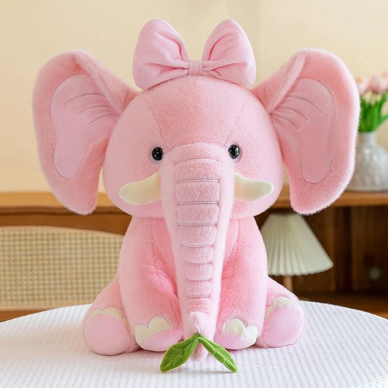 

25CM New Kawaii Crown Bow Tie Elephant Plush Toy Super Cute Sitting Sleeping Soothing Little Elephant Doll a Birthday Gift