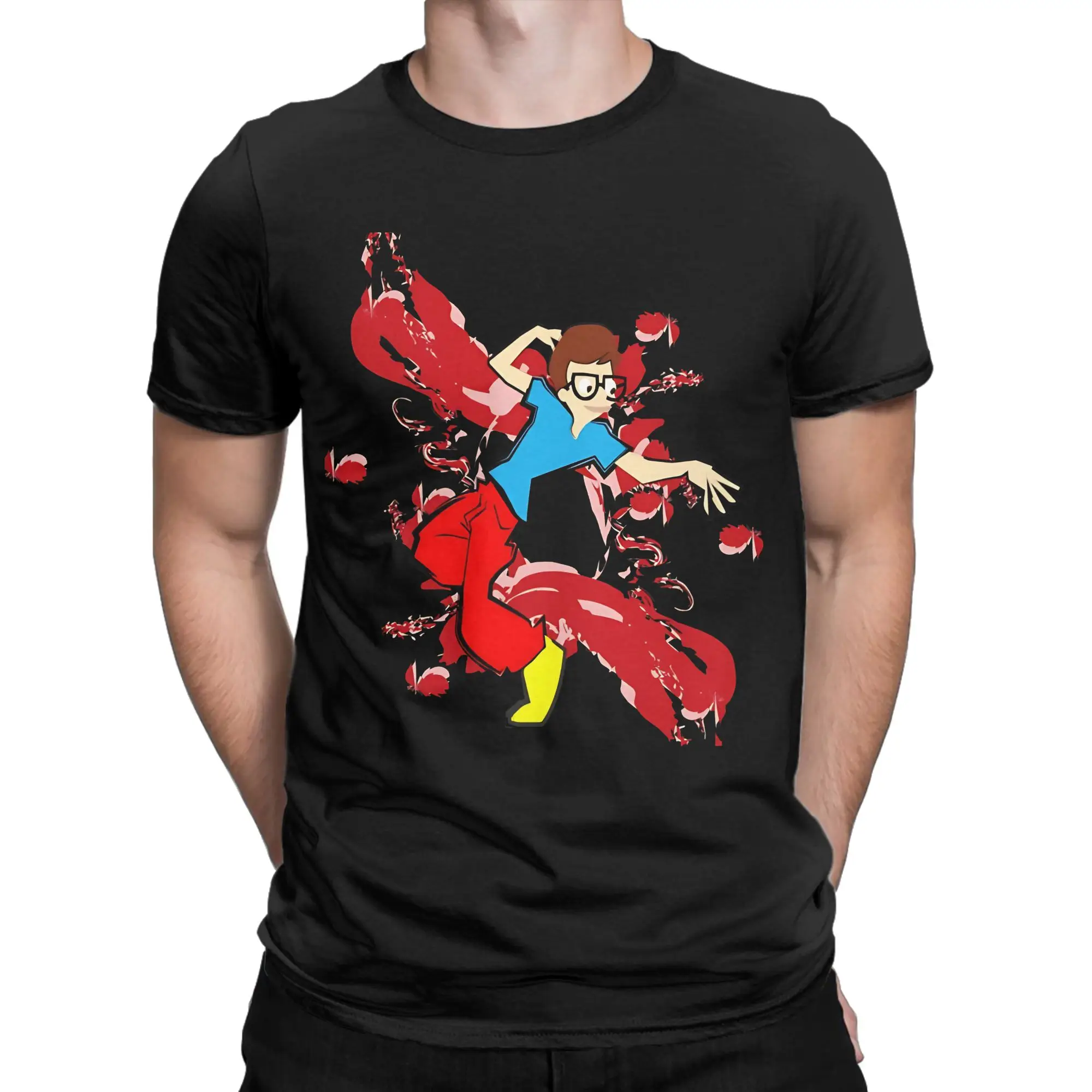 Weird Humorous Character Design Classic Graphic Funny 100% Cotton T-Shirt Big Mouth Tees Tops For Men