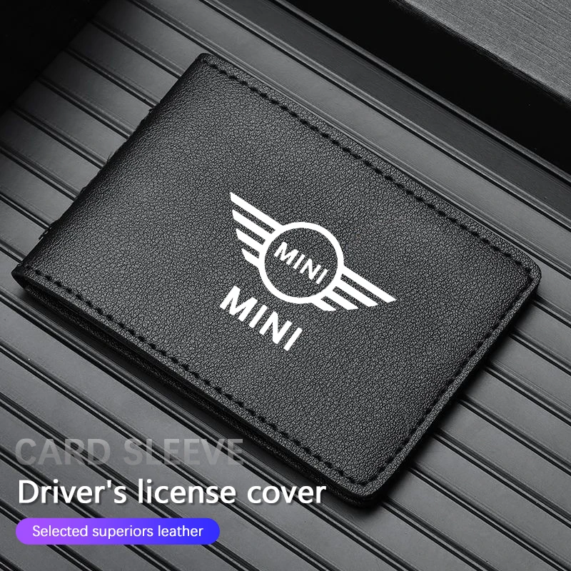 Funda de cuero para licencia de conducir de coche, bolsa de almacenamiento para tarjetas de crédito y identificación para MINI Cooper R56 F56 R50 JCW Cabrio Aceman Countryman Clubman