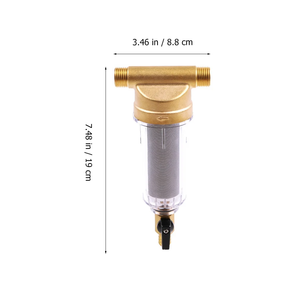 

Stainless Steel Water Prefilter Sediment Reusable Filter Backwash Filter Faucet Front Hose Purifier Copper Material