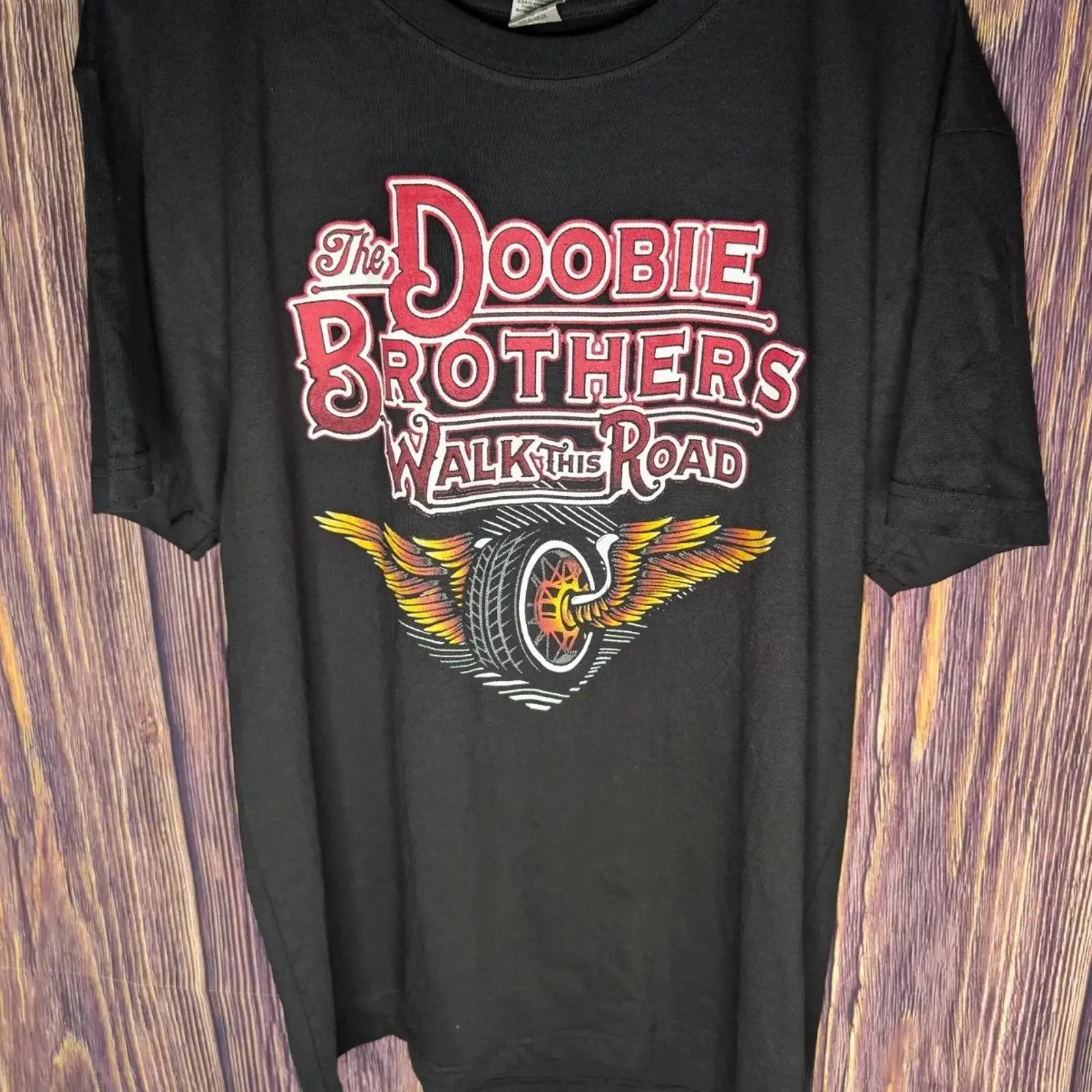 The Doobie Brothers Walk This Road Tour T Shirt Black Size Large Coral Reefer vintage Washed homme Breathable Soft Comfortable