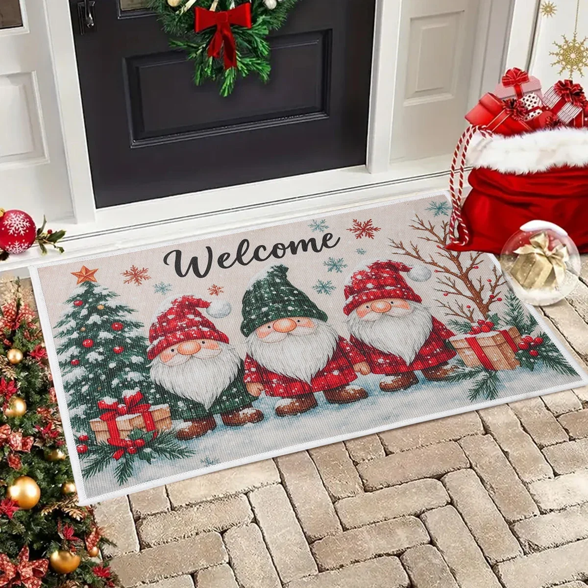 VIKAMA Weihnachtsbodenmatte, Weihnachtsdekoration, rutschfester und leicht zu reinigender Eingangsteppich, Heimdekoration für das neue Jahr 2026