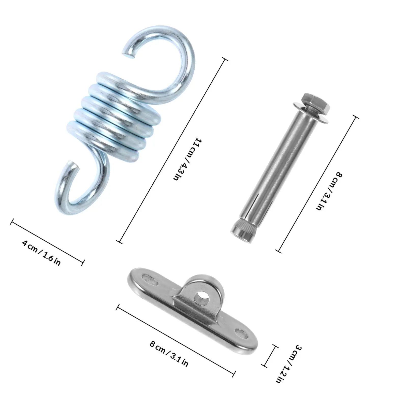 1Set Premium Stainless Steel Hammock Hook Set Complete Hanging Kit for Swings Ceiling Mounts and Outdoor Fitness Gear Rotatable